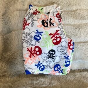 Skull and Floral Print Swim Trunks | 4/5T